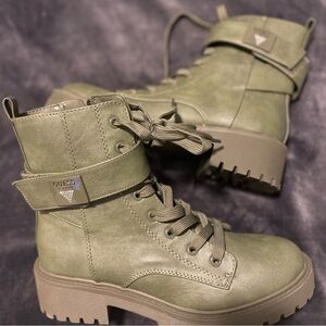 GUESS Women's Olive Green Combat Boots